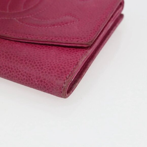 CHANEL Wallet Grained Calf Skin Pink Gold CC Auth 159752 - Picture 2 of 16